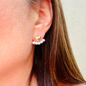 Heart Stud and Dangle Pearl Earrings