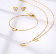 Butterfly Necklace, Bracelet & Earrings Set