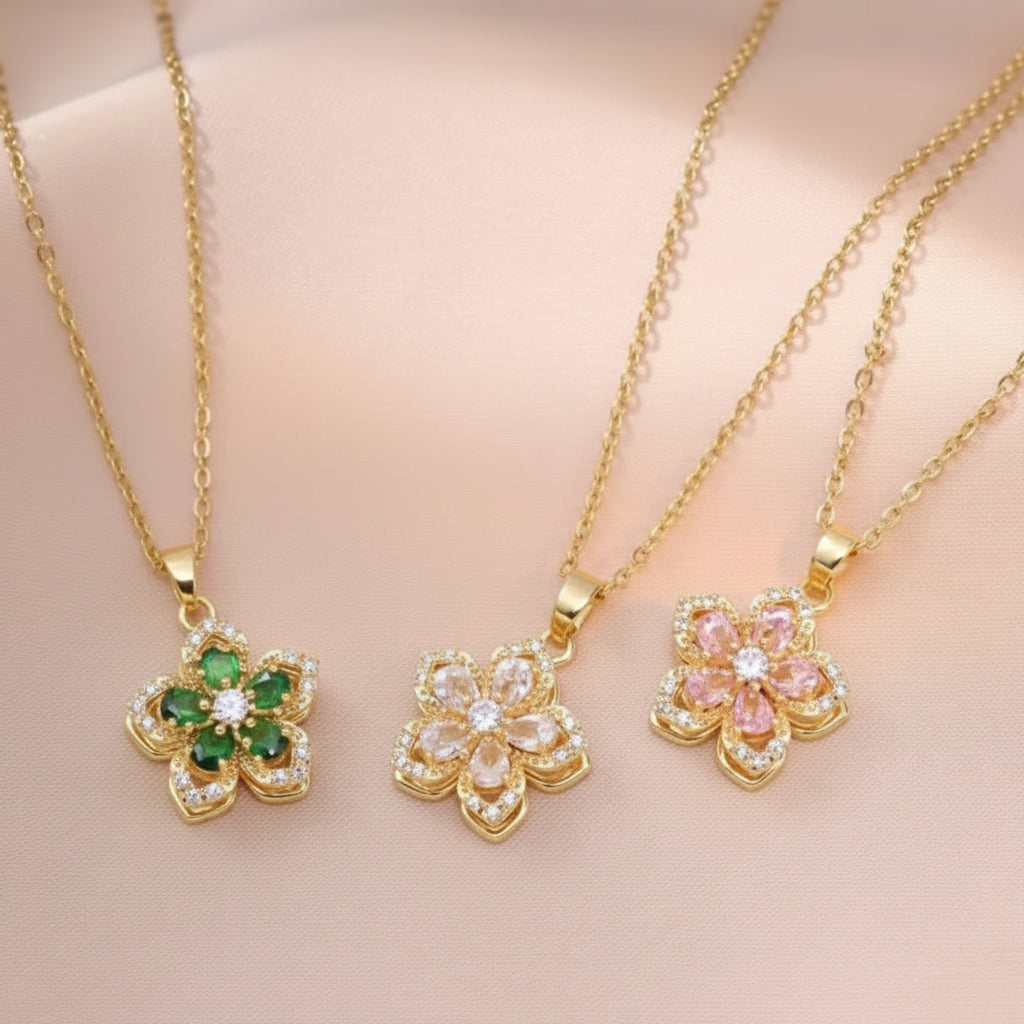 Fidget Spinner Flower Necklaces
