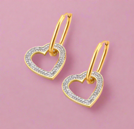 Big Zircon Heart Hoop Earrings
