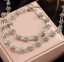 Load image into Gallery viewer, Knot Paperclip Necklace &amp; Bracelet Set
