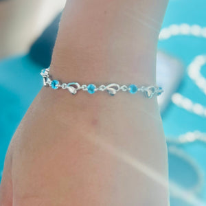 Hearts & Aqua Zircon Bracelet