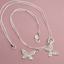 Load image into Gallery viewer, Double Dangling Butterfly Necklace
