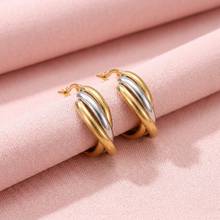 Load image into Gallery viewer, Tri-Color Twisted Hoop Earrings
