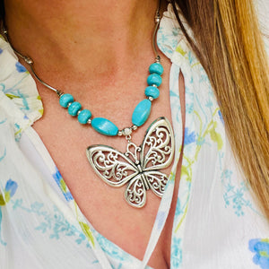 Big Vintage Butterfly Necklace