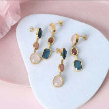 Load image into Gallery viewer, Dangling 3 Color Stone Drop Earrings
