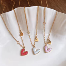 Load image into Gallery viewer, Double Dangling Heart Shell Necklace
