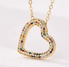 Load image into Gallery viewer, All Around Sideways Zircon Heart Necklace
