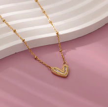 Load image into Gallery viewer, Baguette Filled Heart Necklace
