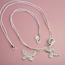 Load image into Gallery viewer, Double Dangling Butterfly Necklace
