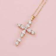 Marquise Cut Zircon Cross Necklace