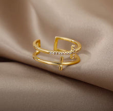 Load image into Gallery viewer, Double Cross Zircon Ring
