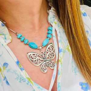 Big Vintage Butterfly Necklace