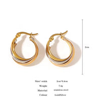 Load image into Gallery viewer, Tri-Color Twisted Hoop Earrings
