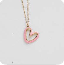 Load image into Gallery viewer, Sideways Hollow Heart Necklace
