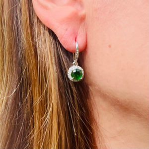 Emerald Zircon Dangling Earrings