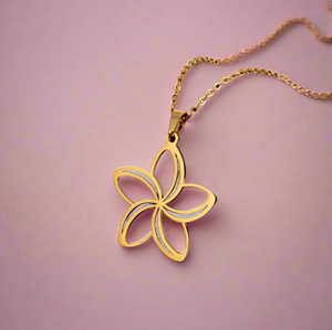 Five Petal Flower Necklace & Earrings Set