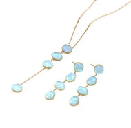 4 Stone Dangling Resin Necklace & Earrings Set