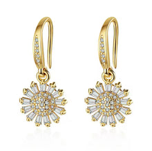 Load image into Gallery viewer, Zircon Flower Dangling Earrings
