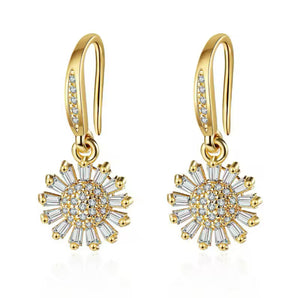 Zircon Flower Dangling Earrings