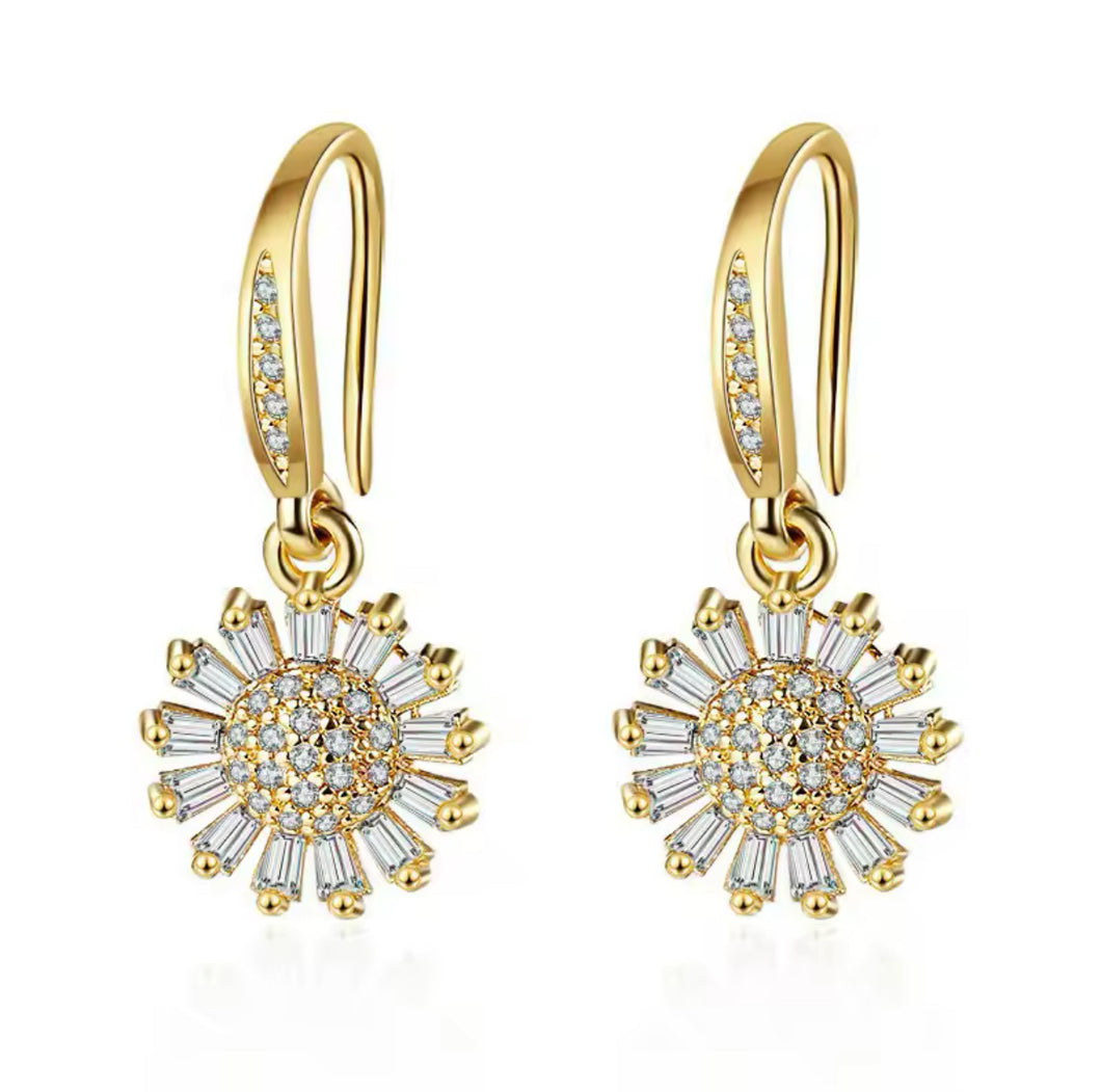 Zircon Flower Dangling Earrings