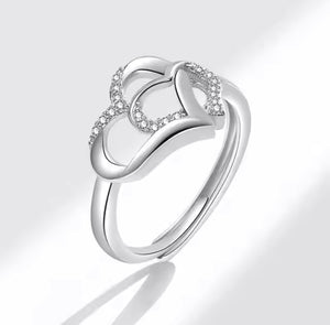 Zircon Heart Within Heart Ring