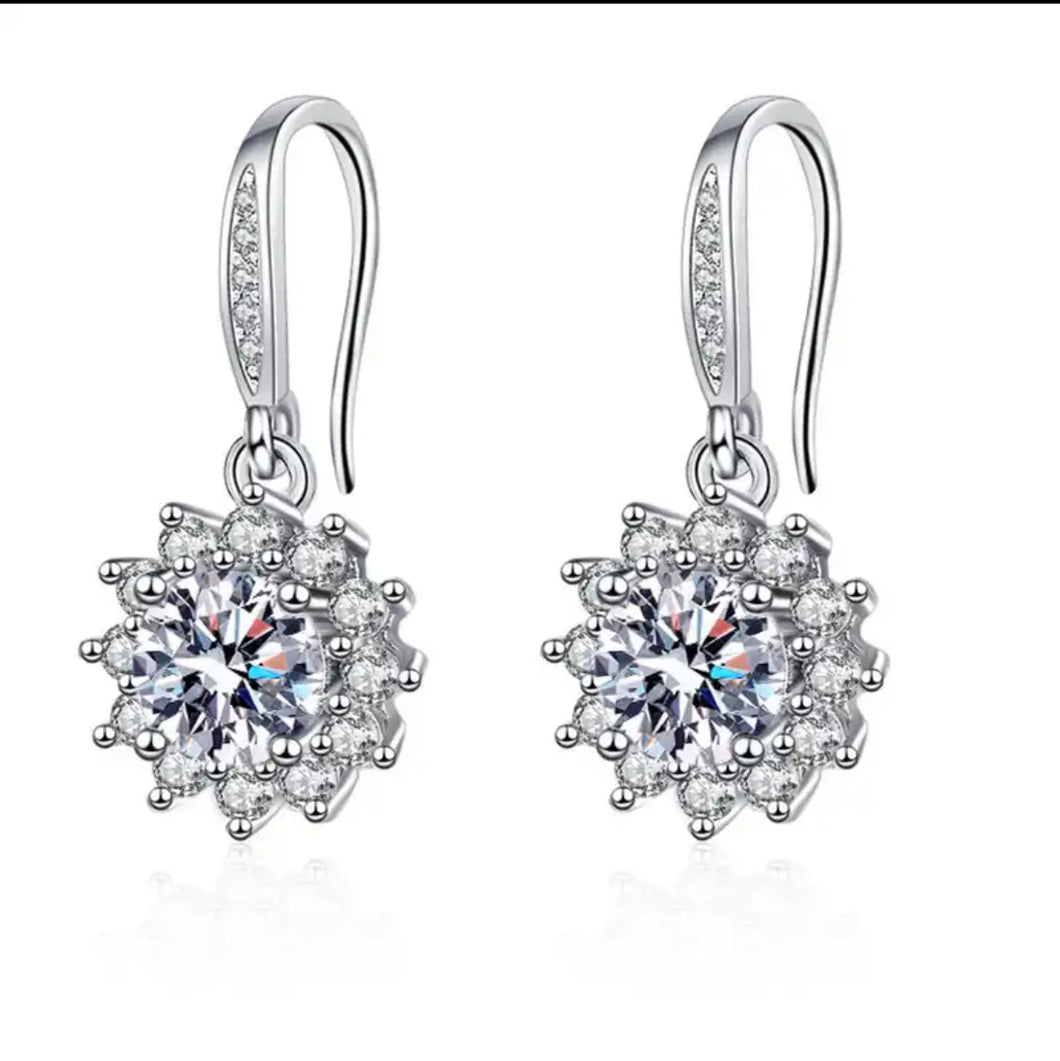 Sunflower Zircon Dangling Earrings