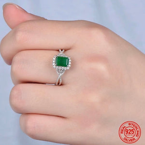 Emerald Rectangle Zircon Ring