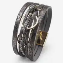 3 Ring Leather Magnetic Bracelet
