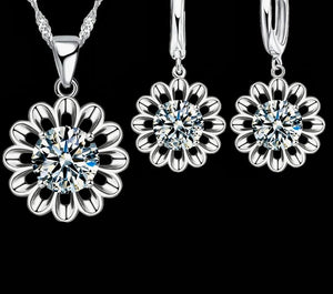 Zircon Color Pendant Necklace & Earrings Set