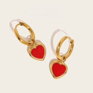 Red Heart Huggies Earrings