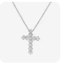 Zircon Baguette Cross Necklace