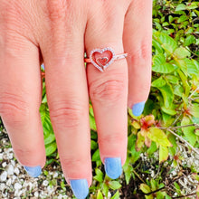 Load image into Gallery viewer, Zircon Heart Within Heart Ring
