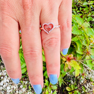 Zircon Heart Within Heart Ring