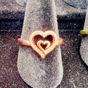 Zircon Heart Within Heart Ring