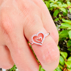 Zircon Heart Within Heart Ring