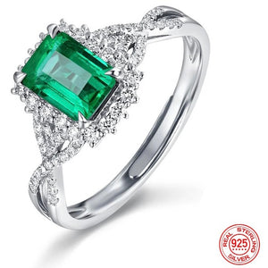 Emerald Rectangle Zircon Ring