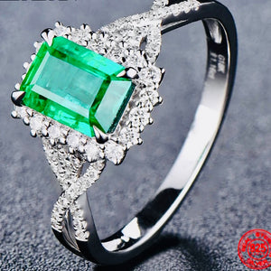 Emerald Rectangle Zircon Ring