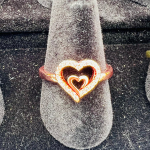 Zircon Heart Within Heart Ring