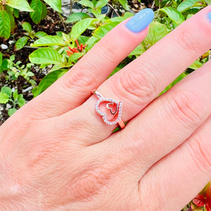 Zircon Heart Within Heart Ring