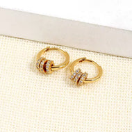 3 Zircon Circle Dangling Huggie Hoop Earrings