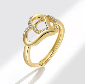 Zircon Heart Within Heart Ring