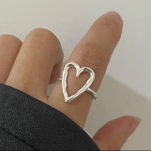 Hollow Hammered Heart Ring