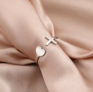 Cross Heart Open Ring