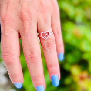 Zircon Heart Within Heart Ring