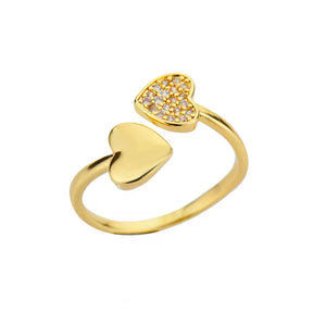 Kissing Hearts Zircon Ring