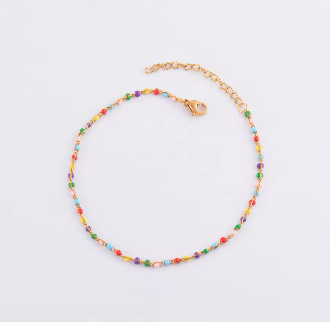 Colorful Gold Plated Beads Necklace
