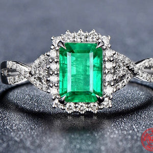 Emerald Rectangle Zircon Ring