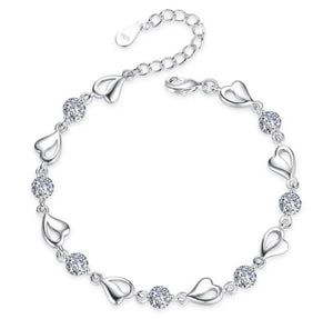 Hearts & Aqua Zircon Bracelet