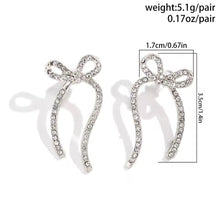 Load image into Gallery viewer, Long Zircon Bow Stud Earrings
